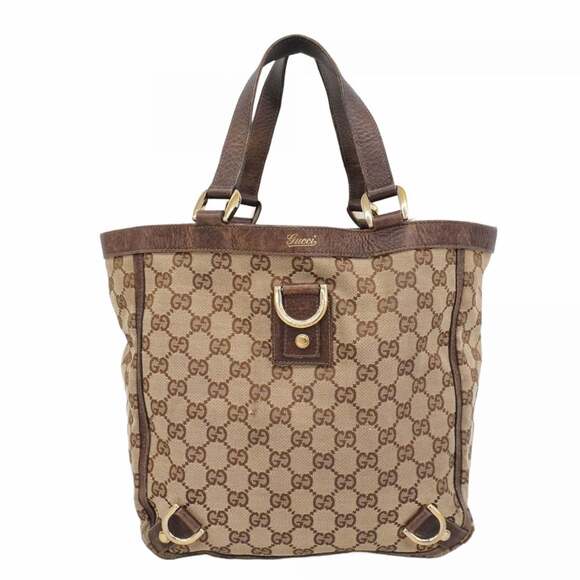 Gucci GG Canvas Abbey Handbag 130739 Brown Champagne Women's